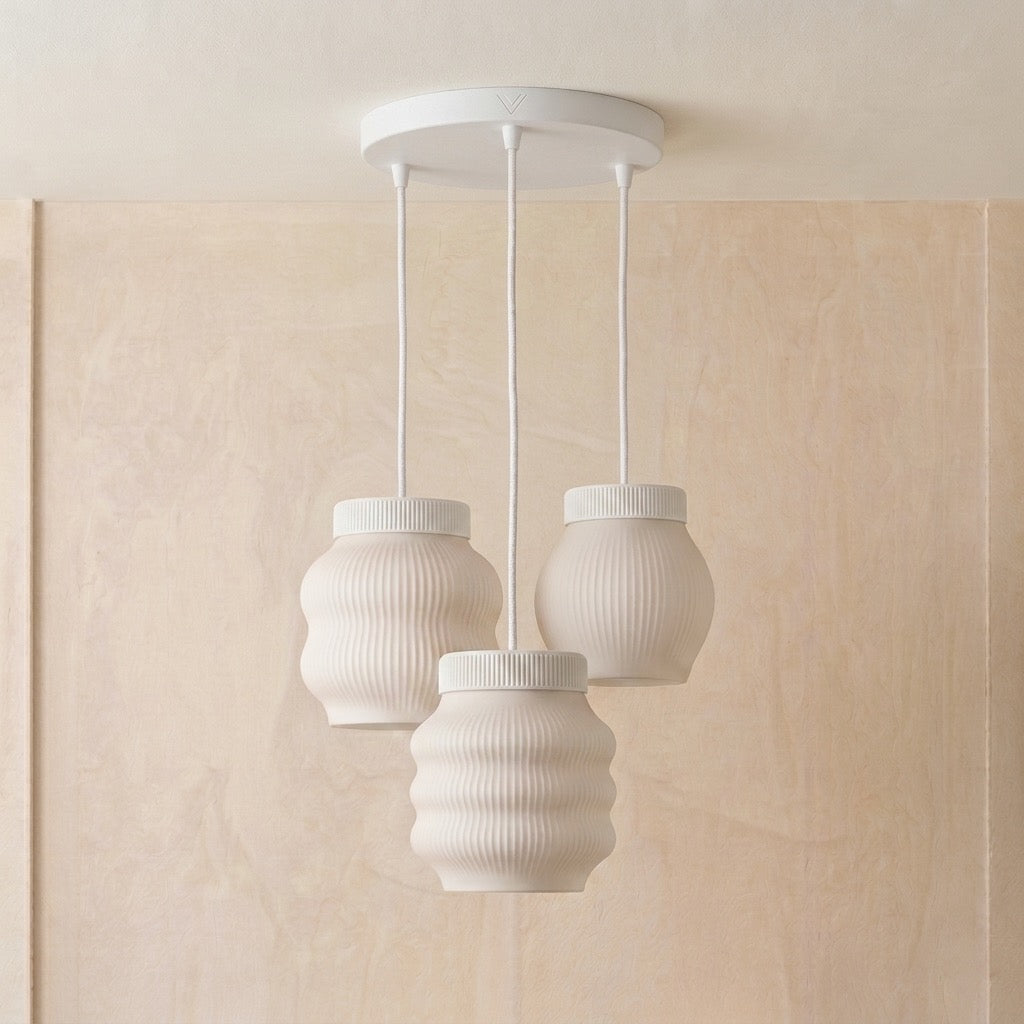 Tengai Trio Lámpara de Techo — encendida con luz cálida