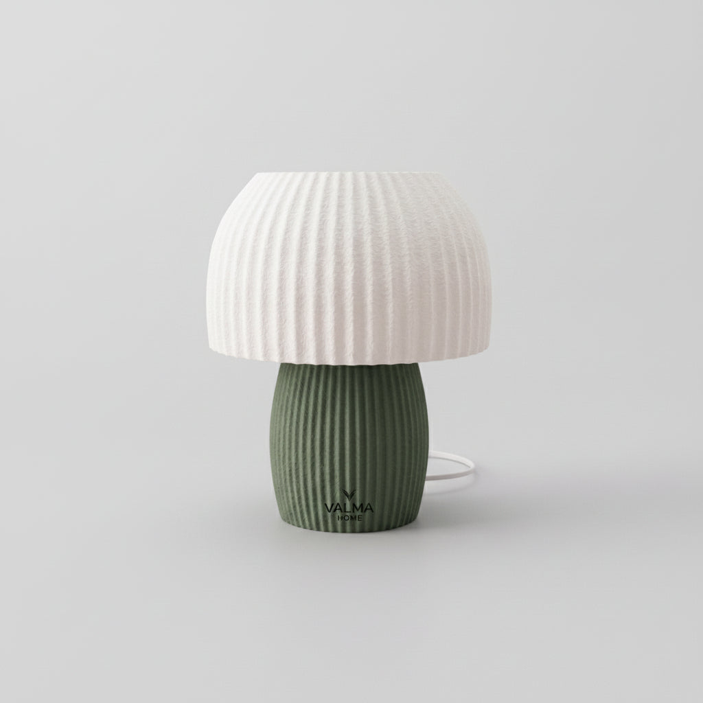 Lámpara de Mesa Rinkō — encendida con luz cálida