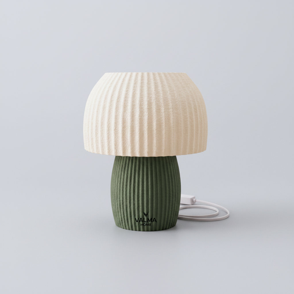 Lámpara de Mesa Rinkō — encendida con luz cálida