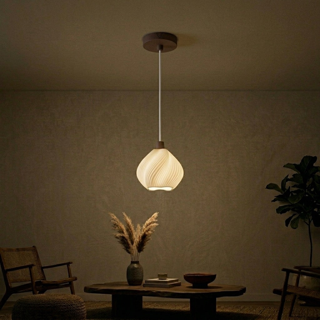 Hidamari Lámpara de Techo — iluminada en un salón