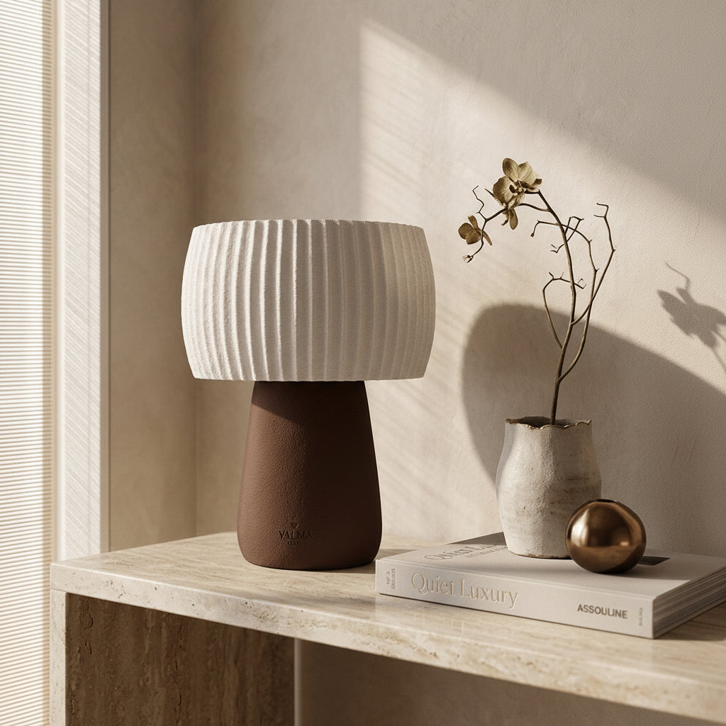 Lámpara de Mesa Nikkō — iluminada en un salón