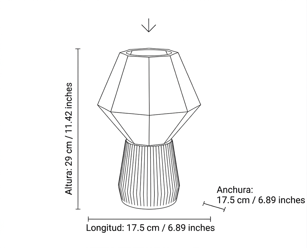 Lámpara de Mesa Oboro — medidas y dimensiones