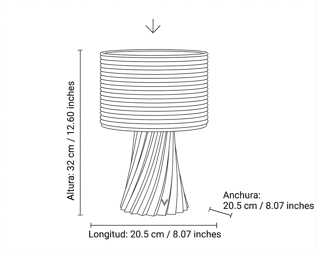 Lámpara de Mesa Yūgen — medidas y dimensiones